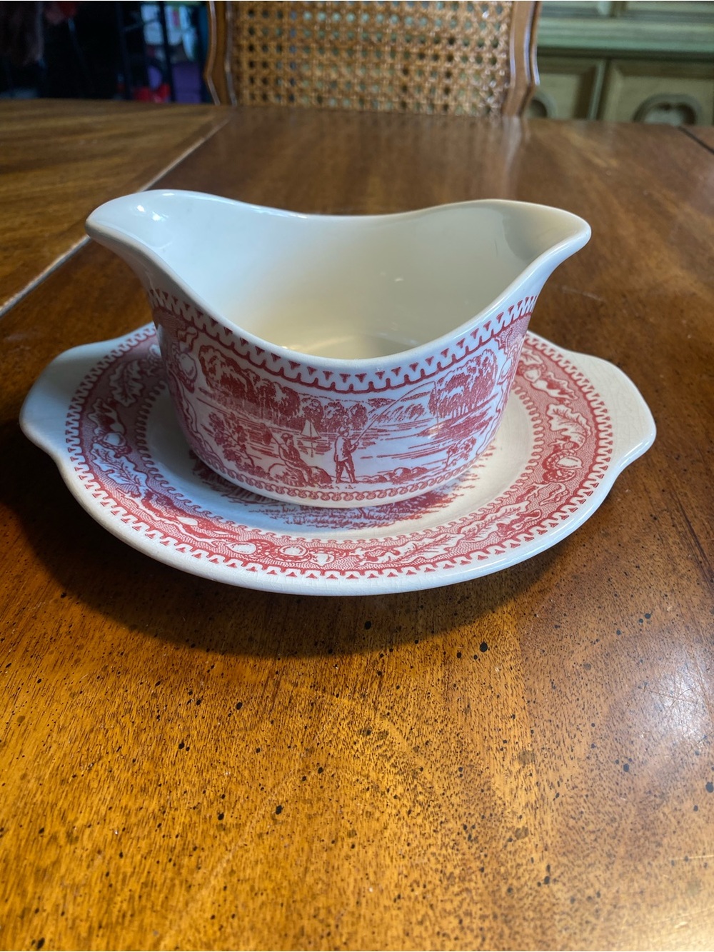 Royal China Memory Lane PinkGravy Boat with Underplate
